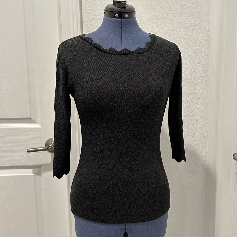 Philosophy Sweater Scalloped Neck and Sleeves